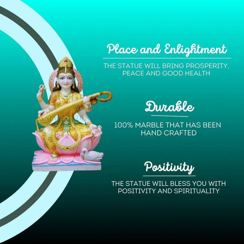 Home temple premium painted Saraswati idol handcrafted