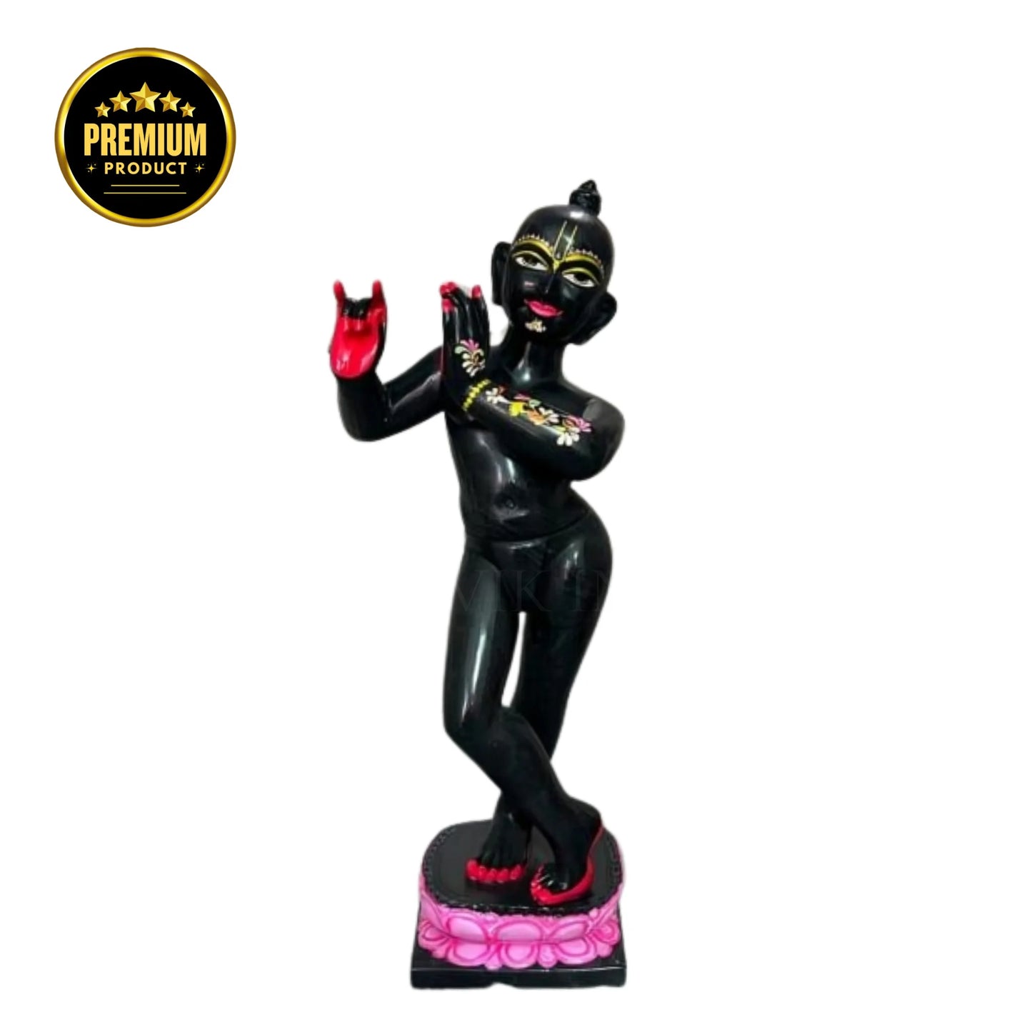 Side View of ISKCON Black Krishna Marble Murti – Handcrafted Idol
