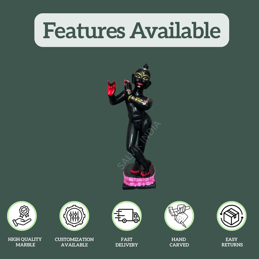 black marble Krishna Murti ISKCON style