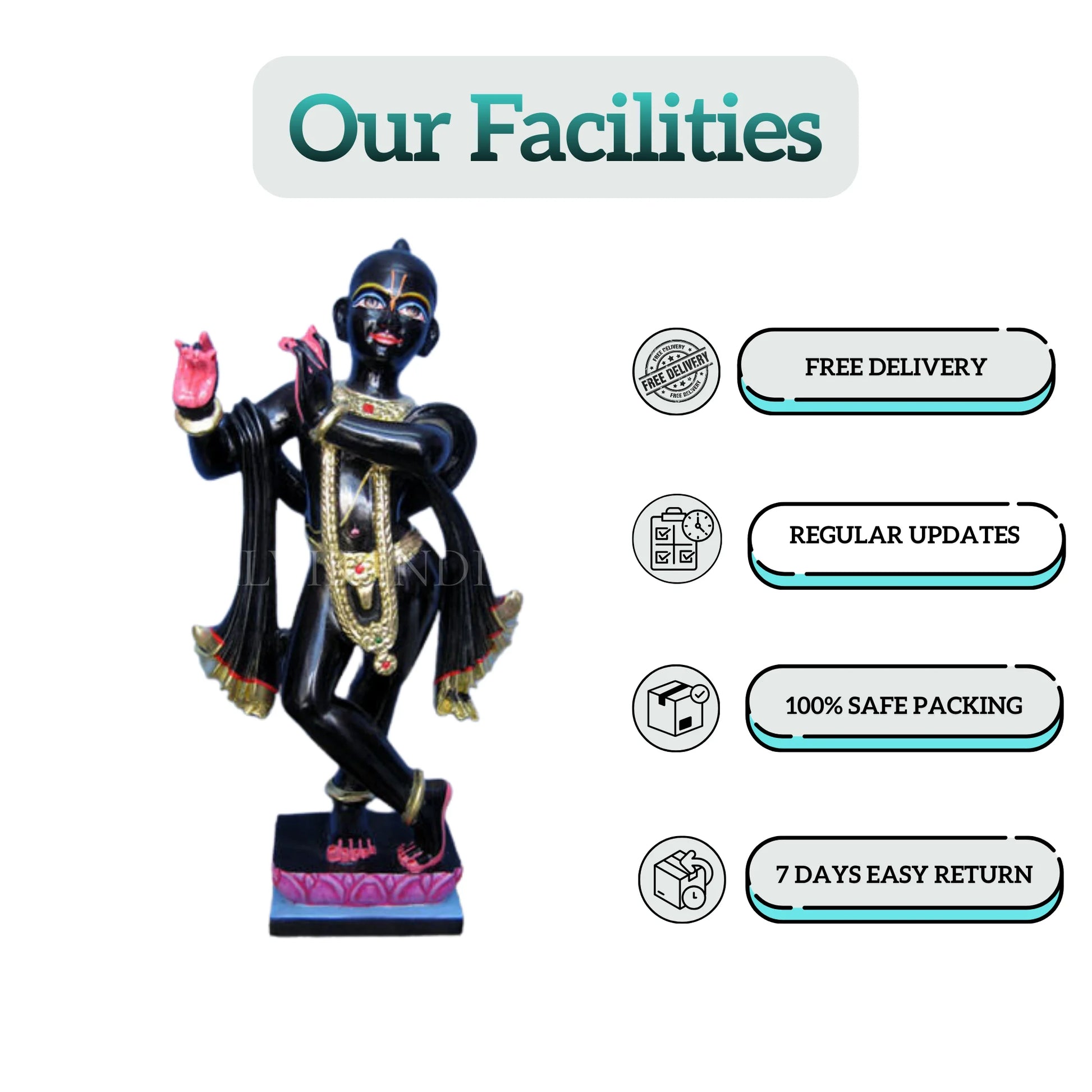 Iskcon Black Marble Krishna Statue (12 - 30 Inch) - Salvik | Marble Murti Manufacturers in India
