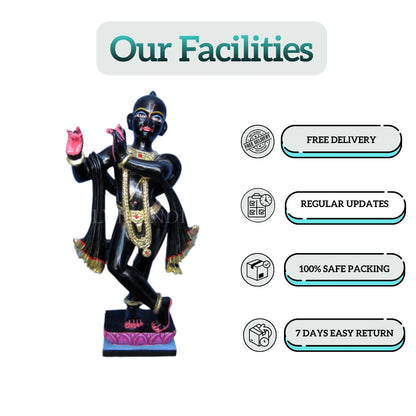 Iskcon Black Marble Krishna Statue (12 - 30 Inch) - Salvik | Marble Murti Manufacturers in India