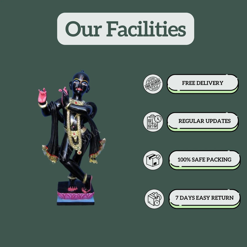 Iskcon Black Marble Krishna Statue (12 - 30 Inch) - Salvik | Marble Murti Manufacturers in India