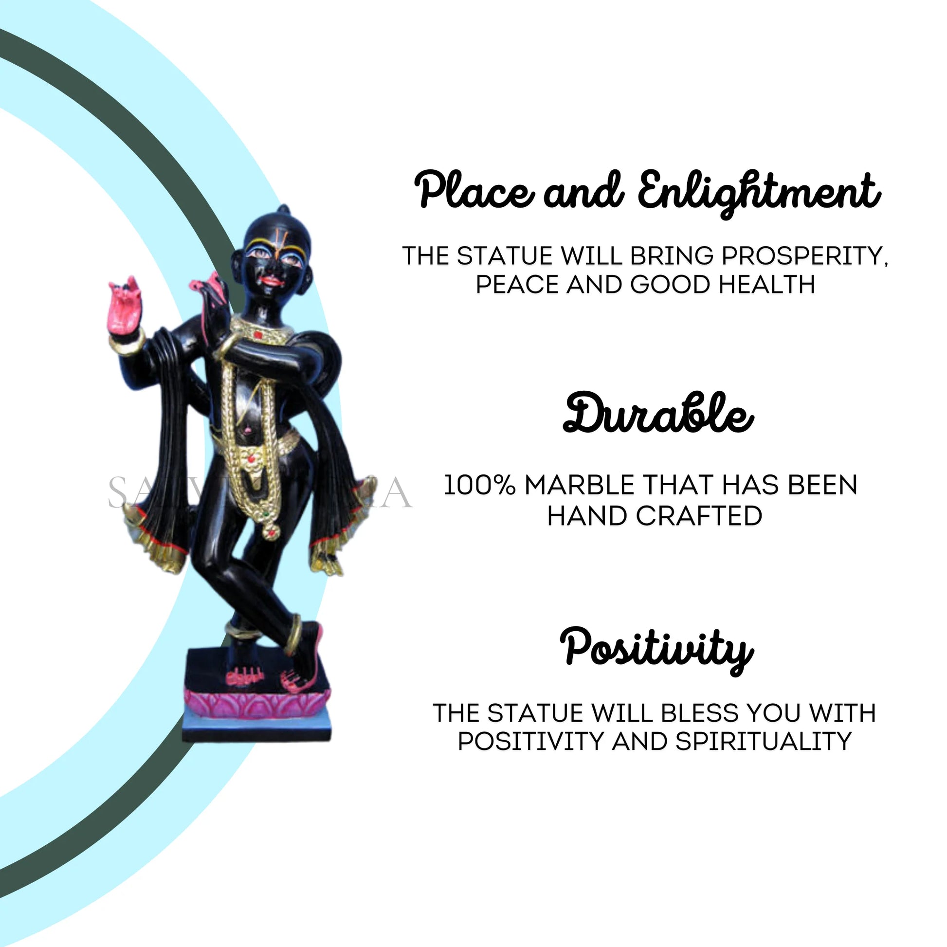 Close-up of ISKCON Black Marble Krishna Statue showing detailed facial features and ornaments