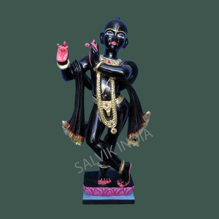 ISKCON Black Marble Krishna Statue, handcrafted idol for home and temple