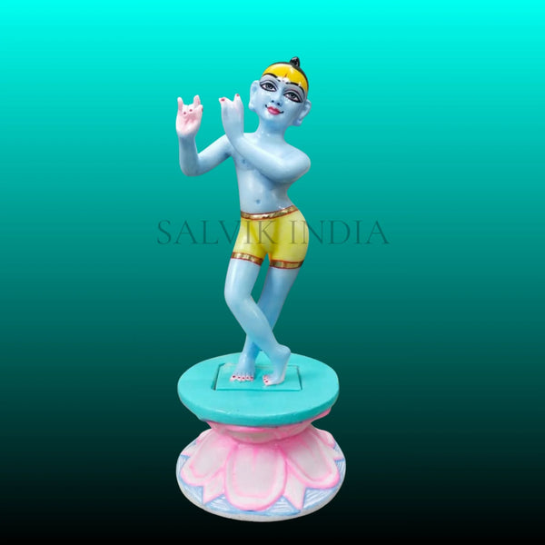 Closeup of ISKCON Krishna Marble Murti – Fine Carving and Polished Finish