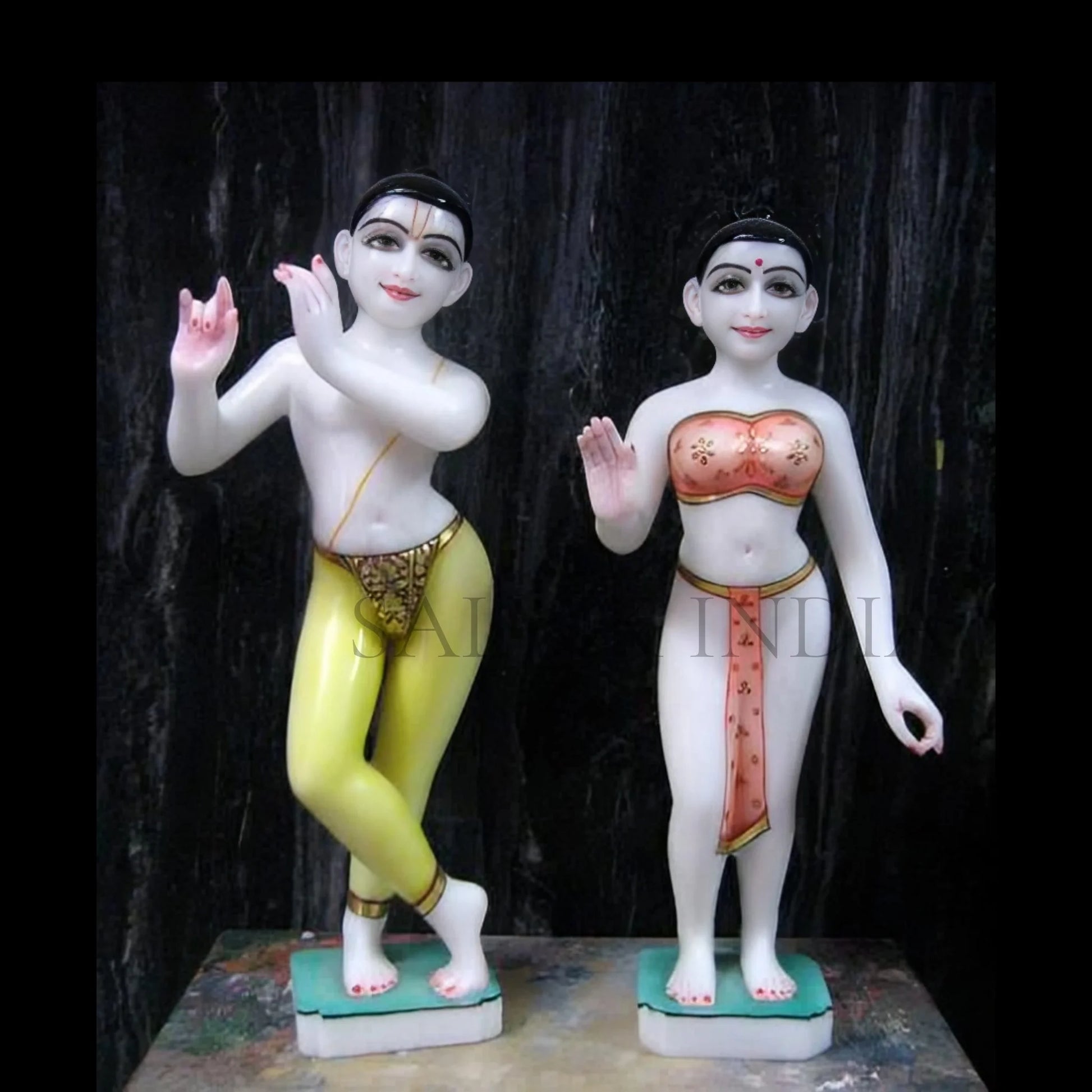 ISKCON Marble Radha Krishna Statue in Premium White Marble