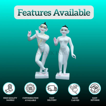 ISKCON Radha Krishna marble idol front view