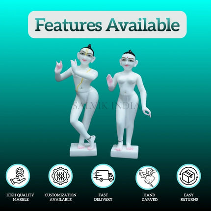 ISKCON Radha Krishna marble idol front view