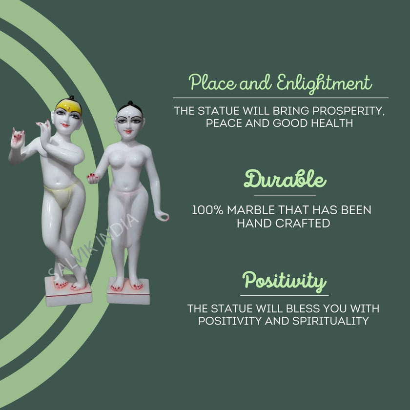 Iskcon Radha Krishna Marble Murti (12 - 30 Inch) - Salvik | Marble Murti Manufacturers in India