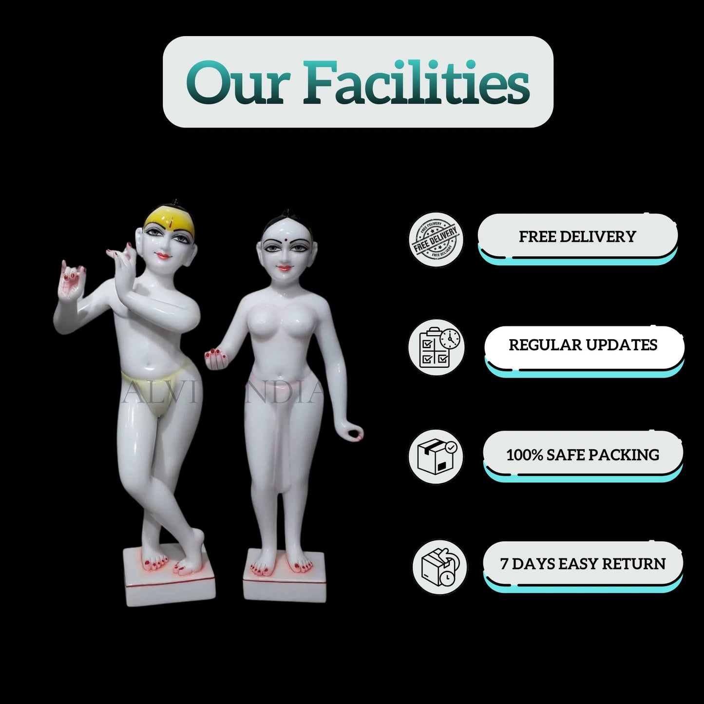 Iskcon Radha Krishna Marble Murti (12 - 30 Inch) - Salvik | Marble Murti Manufacturers in India