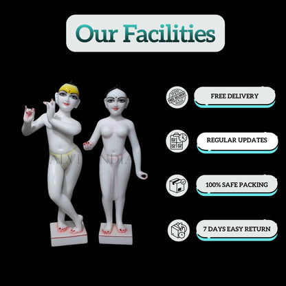 Iskcon Radha Krishna Marble Murti (12 - 30 Inch) - Salvik | Marble Murti Manufacturers in India