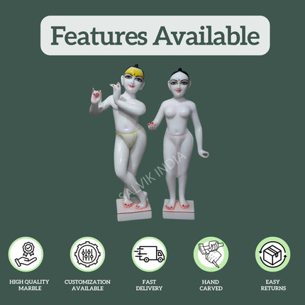 Iskcon Radha Krishna Marble Murti (12 - 30 Inch) - Salvik | Marble Murti Manufacturers in India