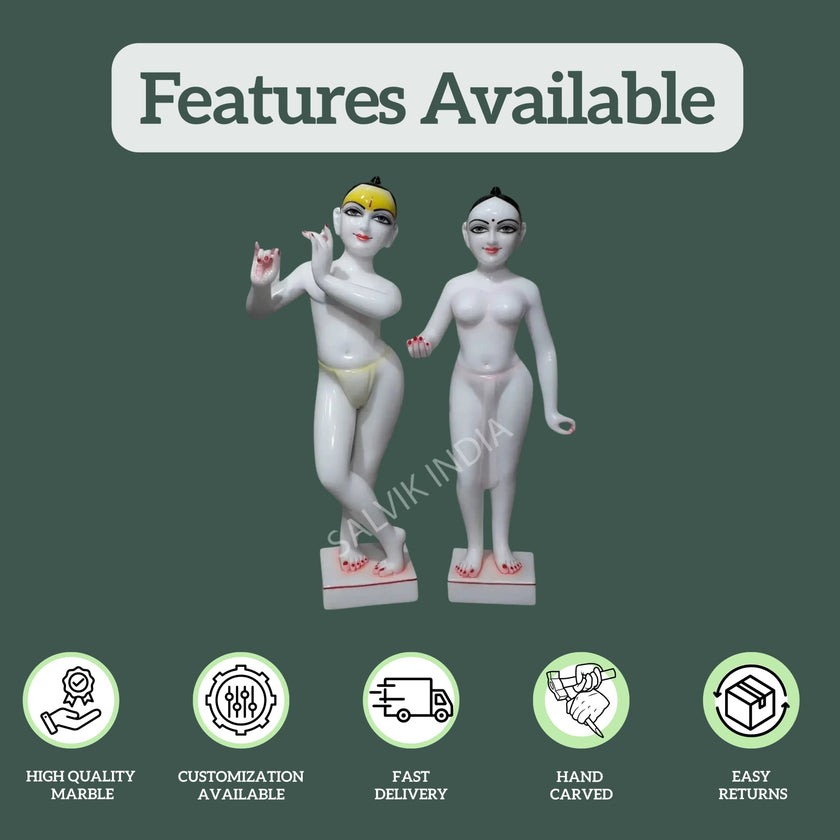 Iskcon Radha Krishna Marble Murti (12 - 30 Inch) - Salvik | Marble Murti Manufacturers in India