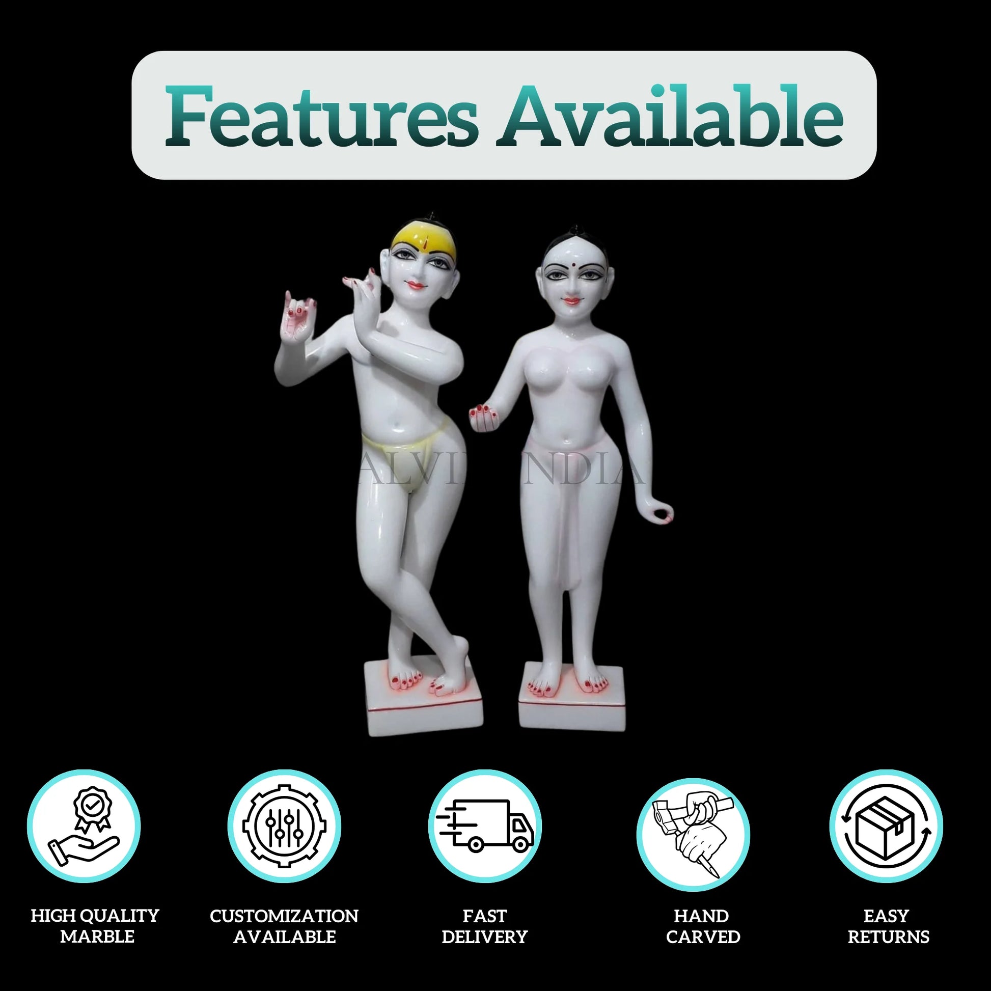 Iskcon Radha Krishna Marble Murti (12 - 30 Inch) - Salvik | Marble Murti Manufacturers in India
