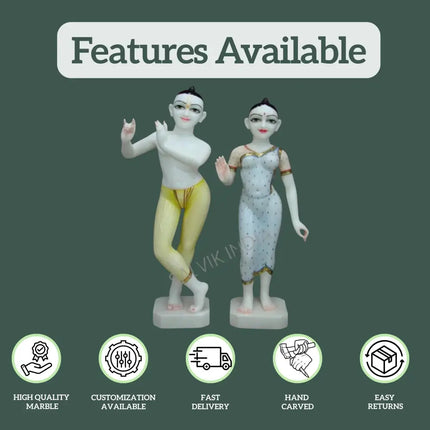 Iskcon Radha Krishna Marble Statue (12 - 30 Inch) 1