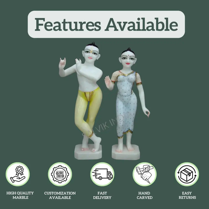 Iskcon Radha Krishna Marble Statue (12 - 30 Inch) 1