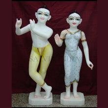 ISKCON Radha Krishna Marble Statue handcrafted in premium white marble for home temple