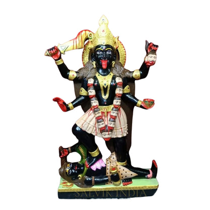 Kali Mata Marble Murti – Handcrafted Colour Work Idol for Home Temple