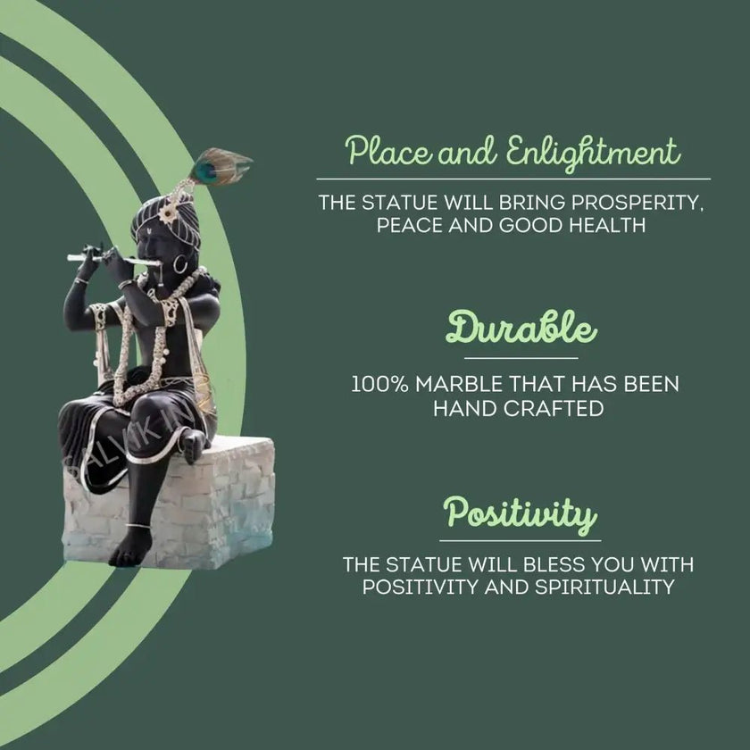Krishna Marble Idol (18 - 30 Inch) - Salvik | Marble Murti Manufacturers in India