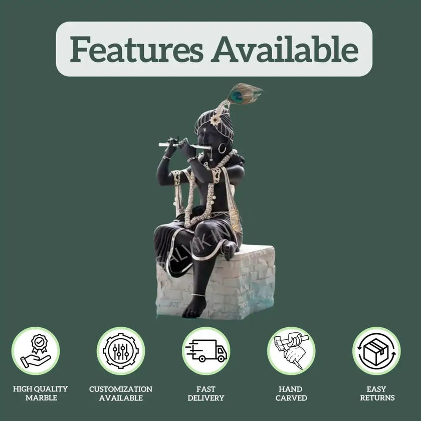 Krishna Marble Idol (18 - 30 Inch) - Salvik | Marble Murti Manufacturers in India