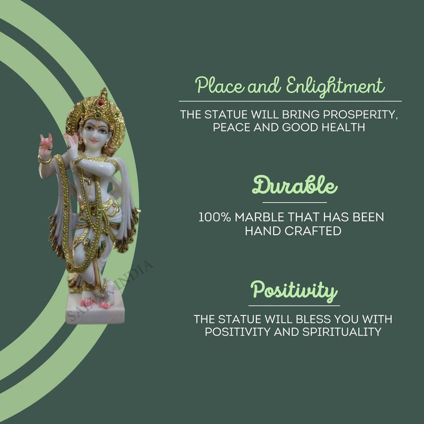 Krishna Murti Marble (12 - 30 Inch) - Salvik | Marble Murti Manufacturers in India