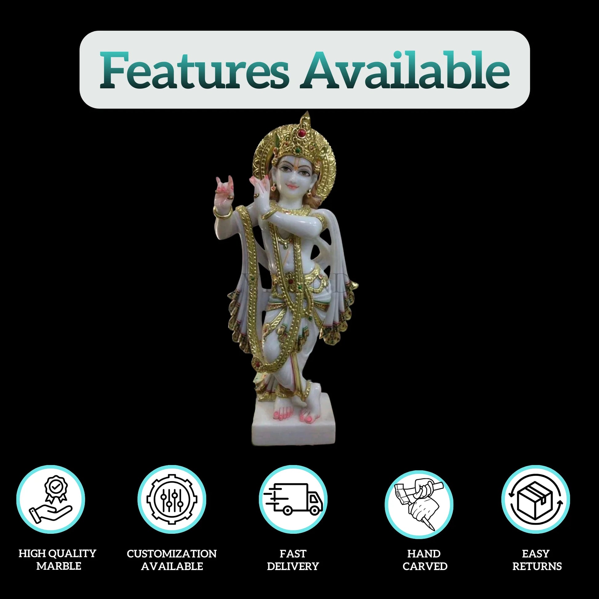 Krishna Murti Marble (12 - 30 Inch) - Salvik | Marble Murti Manufacturers in India