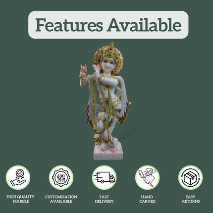 Krishna Murti Marble (12 - 30 Inch) - Salvik | Marble Murti Manufacturers in India
