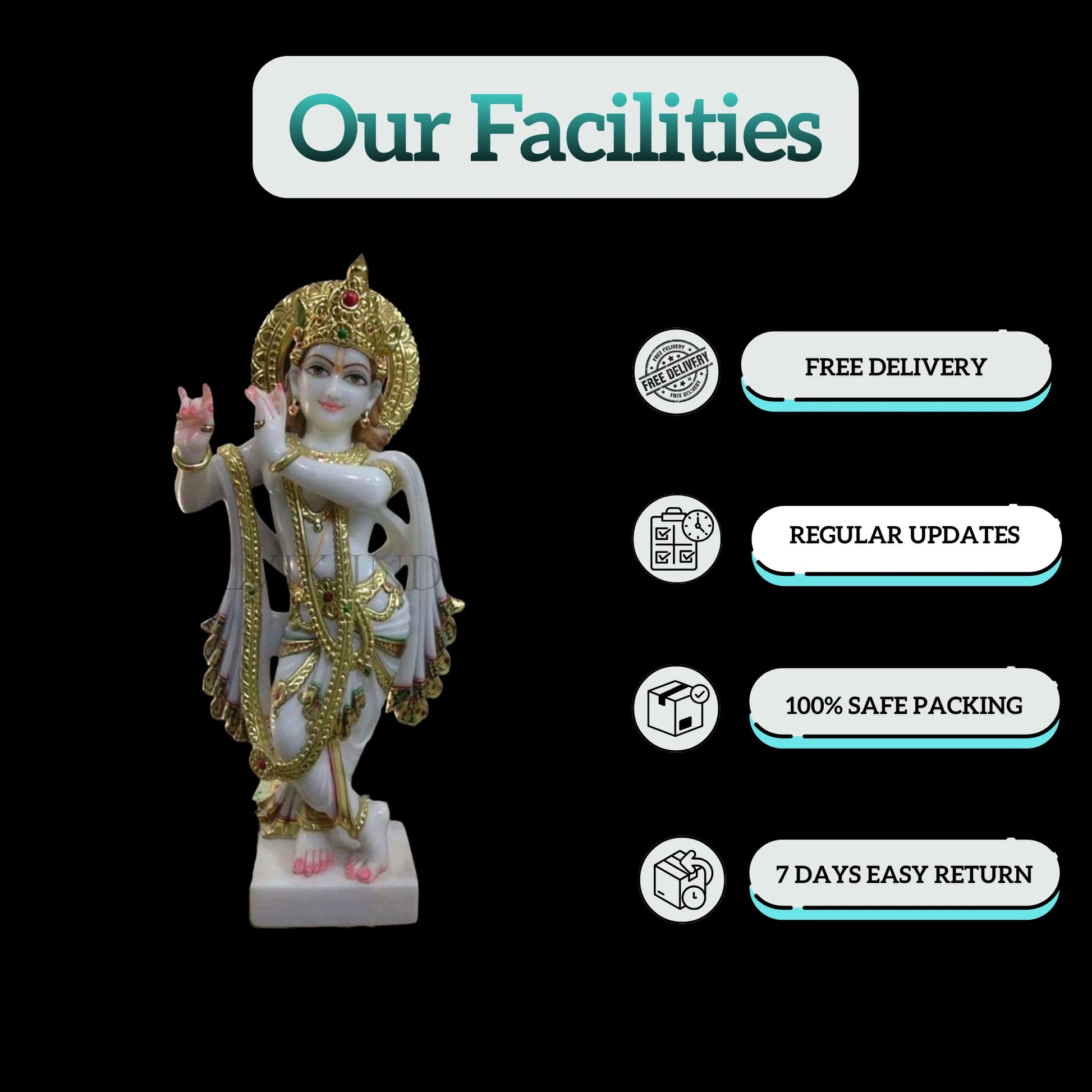 Krishna Murti Marble (12 - 30 Inch) - Salvik | Marble Murti Manufacturers in India