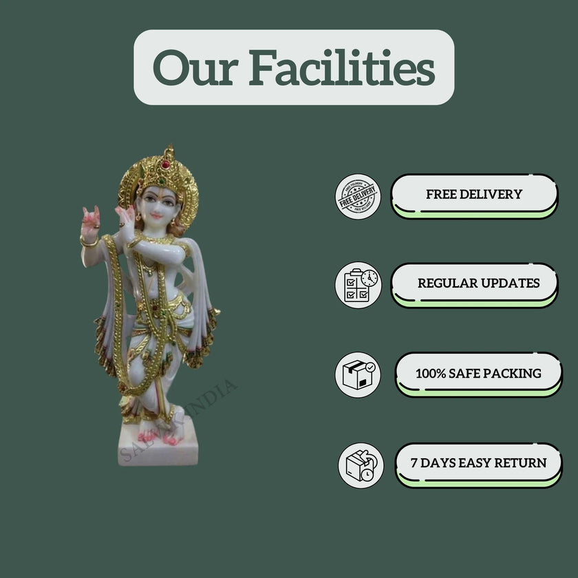 Krishna Murti Marble (12 - 30 Inch) - Salvik | Marble Murti Manufacturers in India