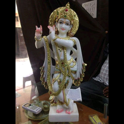 handcrafted Krishna Murti Marble for home temple