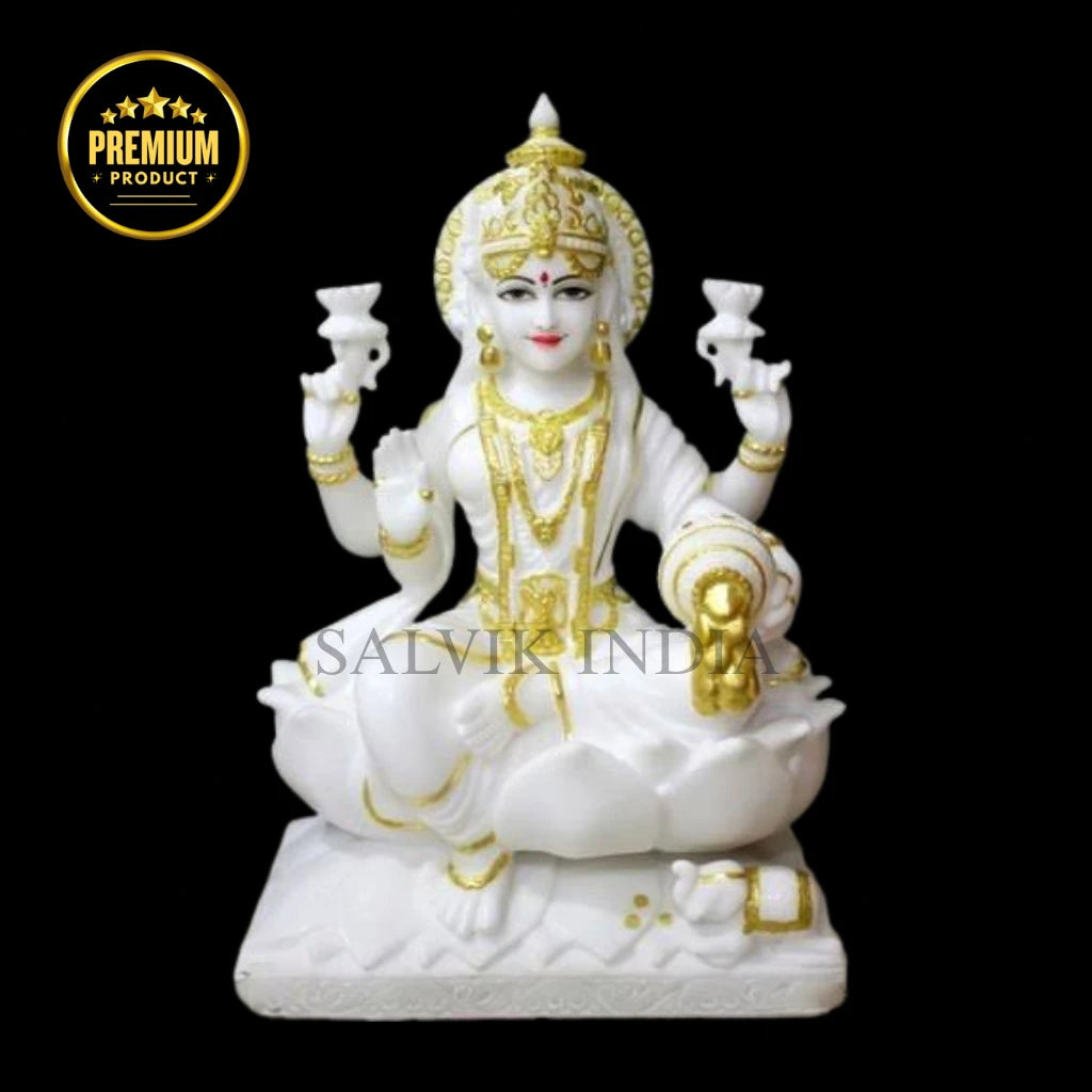 Lakshmi Ji marble murti handcrafted from white marble