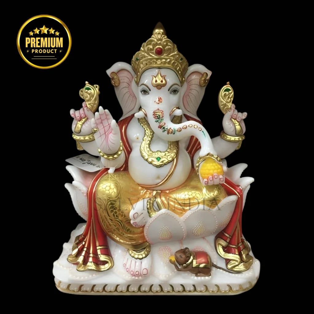large Ganesh marble statue handcrafted for home entrance and temples