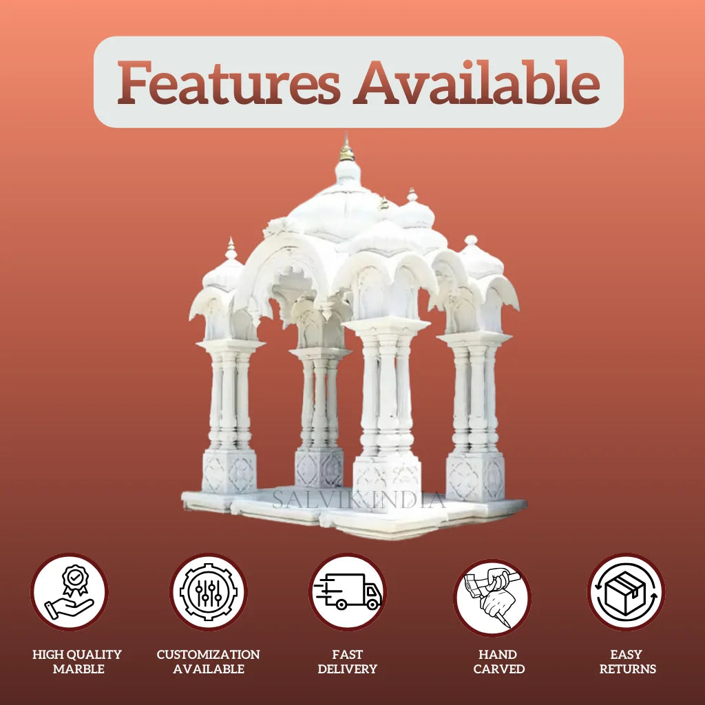 large marble temple front view hand carved design