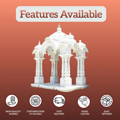 large marble temple front view hand carved design