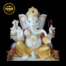 Large White Marble Ganesh Statue for spiritual spaces