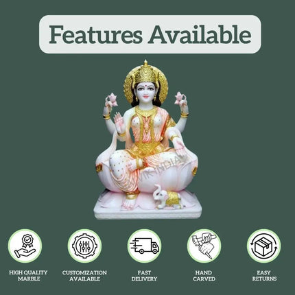 Laxmi Mata Marble Statue - Salvik | Marble Murti Manufacturers in India