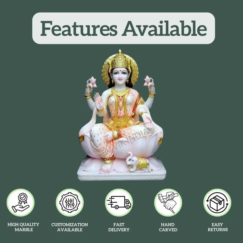 Laxmi Mata Marble Statue - Salvik | Marble Murti Manufacturers in India