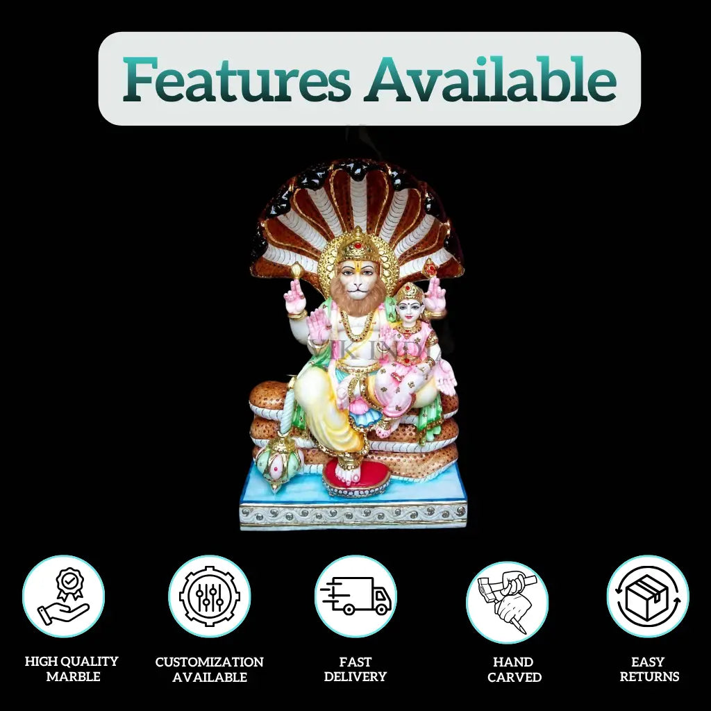 Laxmi Narayan marble idol beneath a multi-headed Sheshnaag canopy