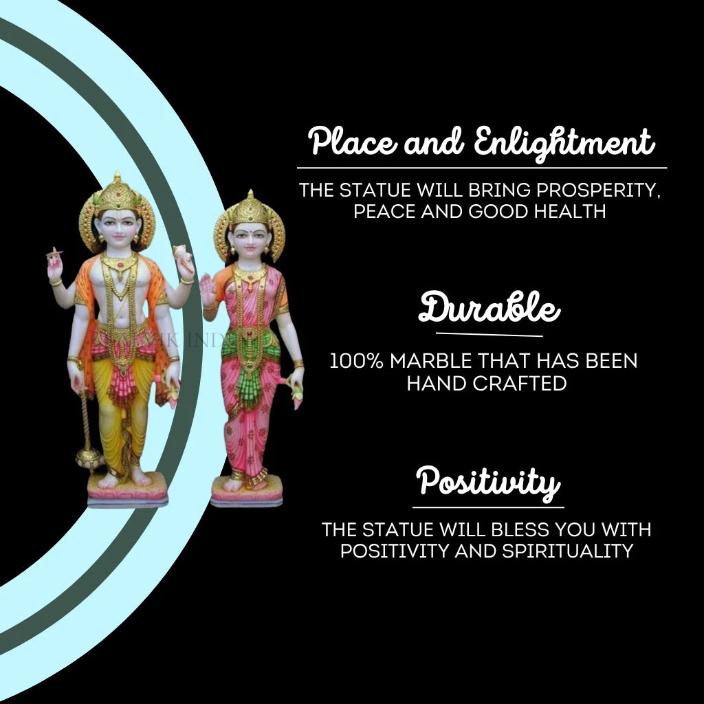 Laxmi Narayan marble murti symbolizing prosperity, positivity, durability, and divine blessings handcrafted by Salvik India