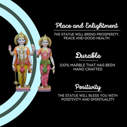 Laxmi Narayan marble murti symbolizing prosperity, positivity, durability, and divine blessings handcrafted by Salvik India