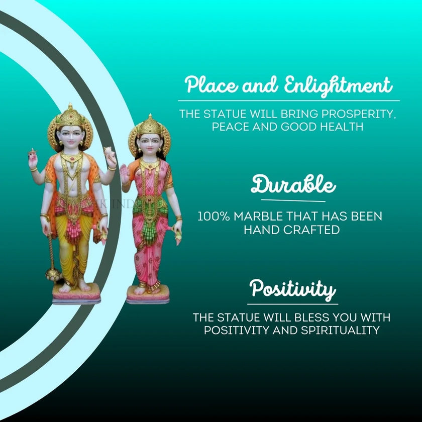 Laxmi Narayan marble murti symbolizing prosperity, positivity, durability, and divine blessings handcrafted by Salvik India