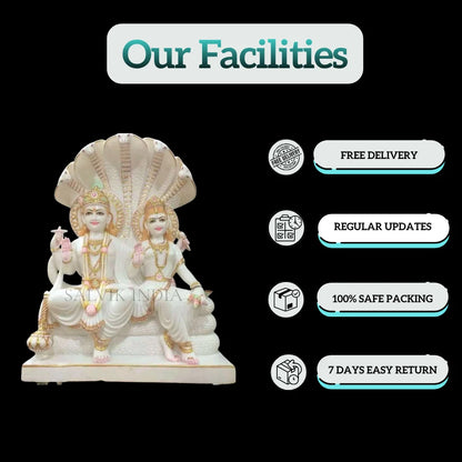 Laxmi Narayan marble murti with facilities like free delivery, regular updates, safe packing, and easy return by Salvik India