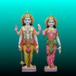 Handcrafted Laxmi Narayan Marble Statue depicting Lord Vishnu and Goddess Lakshmi in white marble by Salvik India