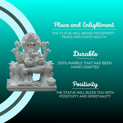White Marble Ganesh Murti – Brings Prosperity, Positivity and Spiritual Enlightenment