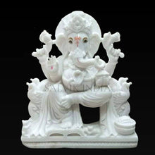 Lord Ganesh Marble Statue in White Vietnam Marble – Intricately Handcrafted Idol