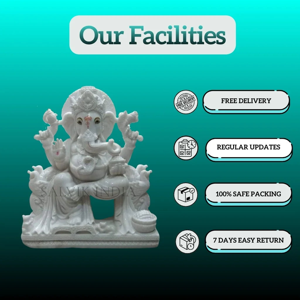 Premium Marble Ganesh Ji Statue – Free Delivery, Safe Packing, Easy Returns