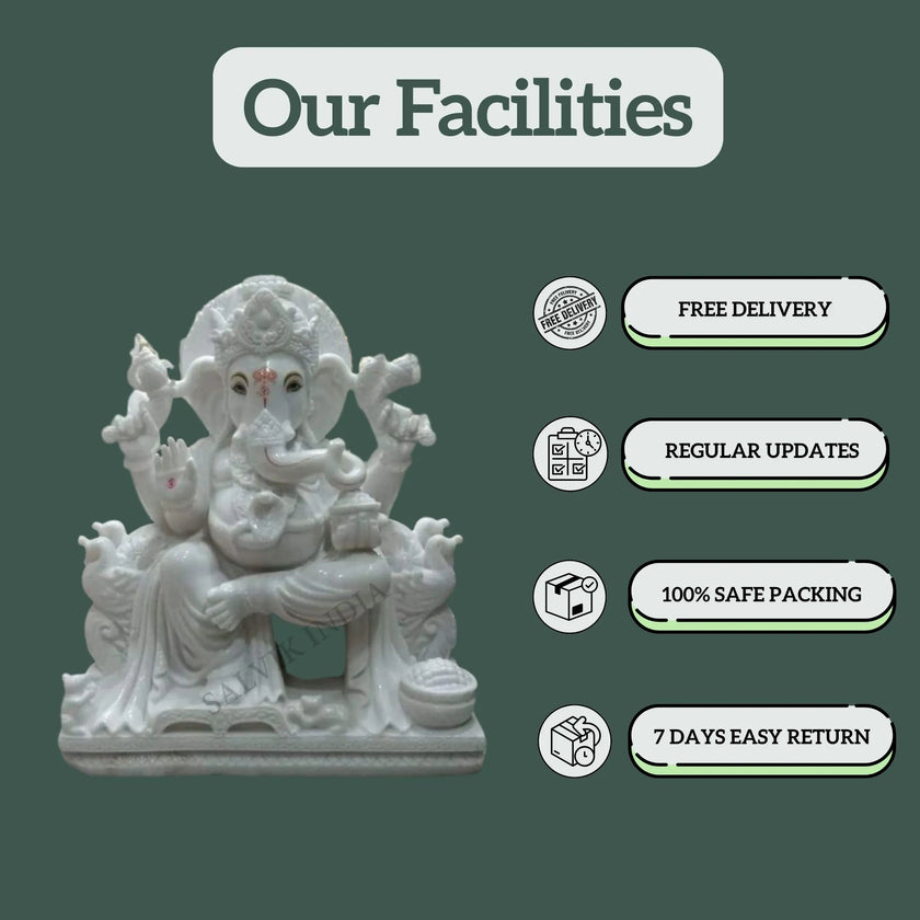 Premium Marble Ganesh Ji Statue – Free Delivery, Safe Packing, Easy Returns