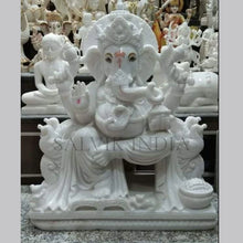 Lord Ganesh Marble Statue in White Vietnam Marble – Intricately Handcrafted Idol