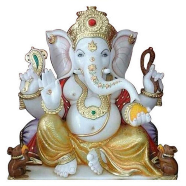 Lord Ganesha Marble Statue handcrafted in white Vietnam marble for home temple