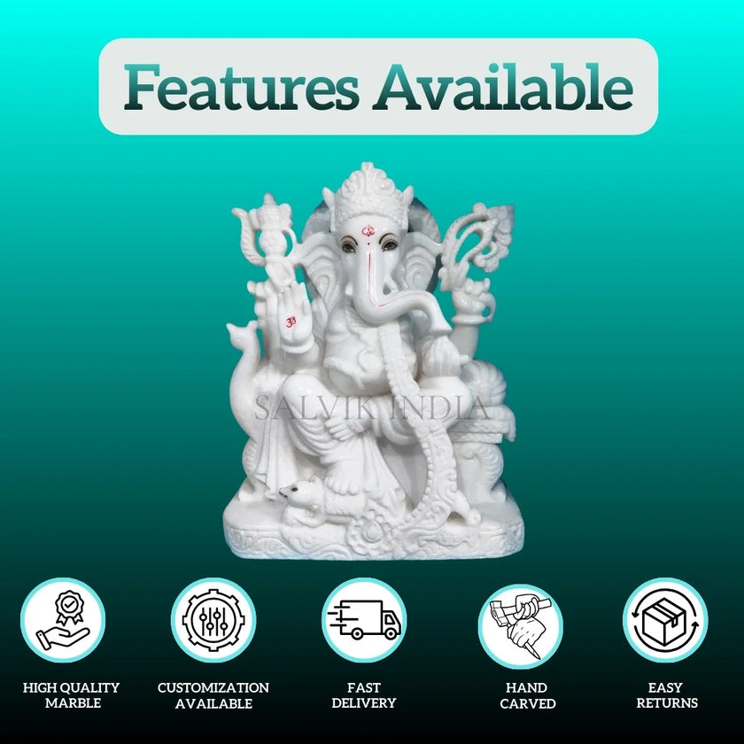 Features of handcrafted Lord Ganesha marble statue